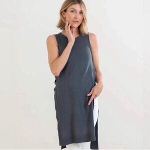 NWT Mersea Anywhere open side Sleeveless Crewneck Blue Tunic Top